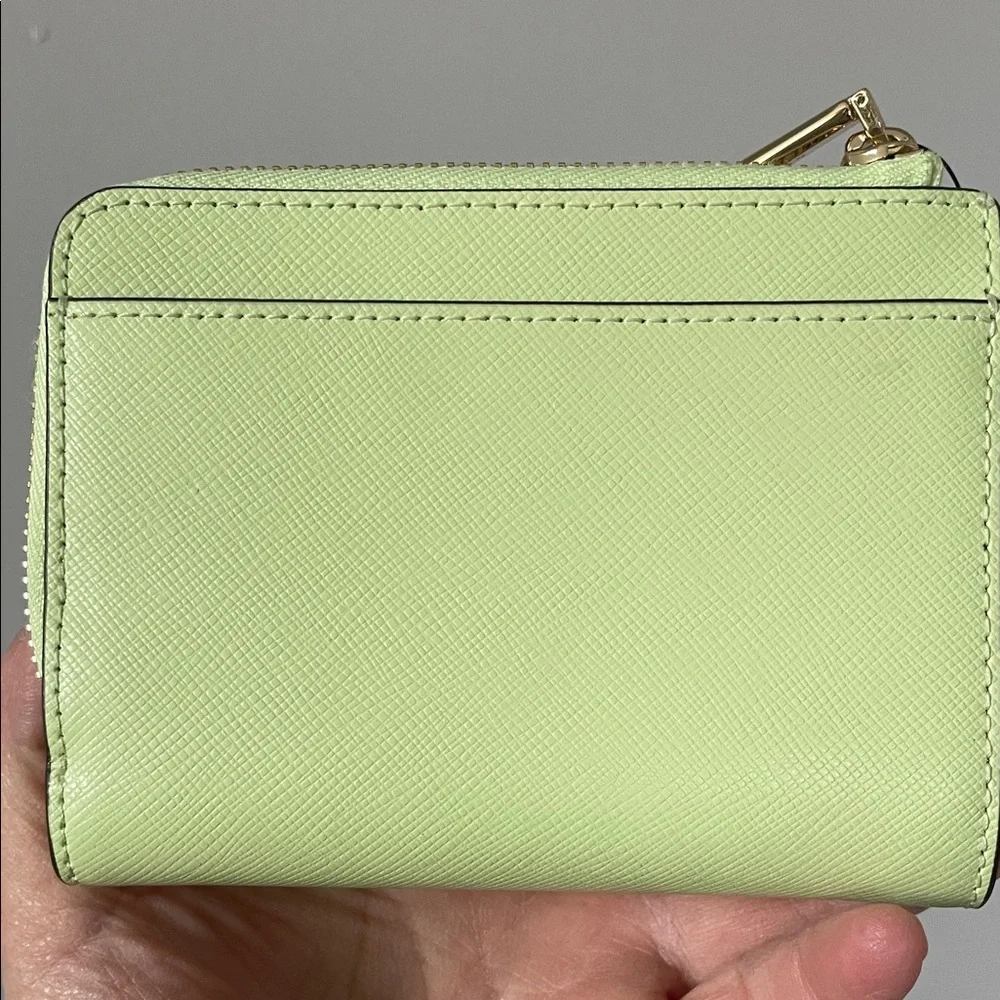 kate spade mint green zip-around wallet with gold logo - Picture 3 of 6